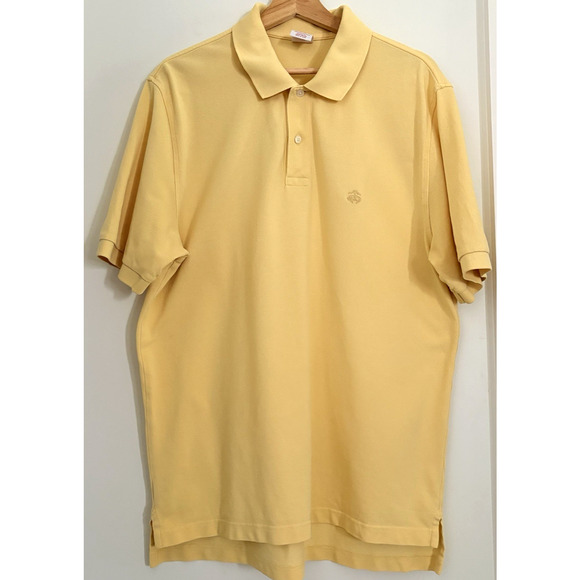 Brooks Brothers Large Performance Polo Cotton Shirt Butter Yellow Original Logo - Picture 1 of 13